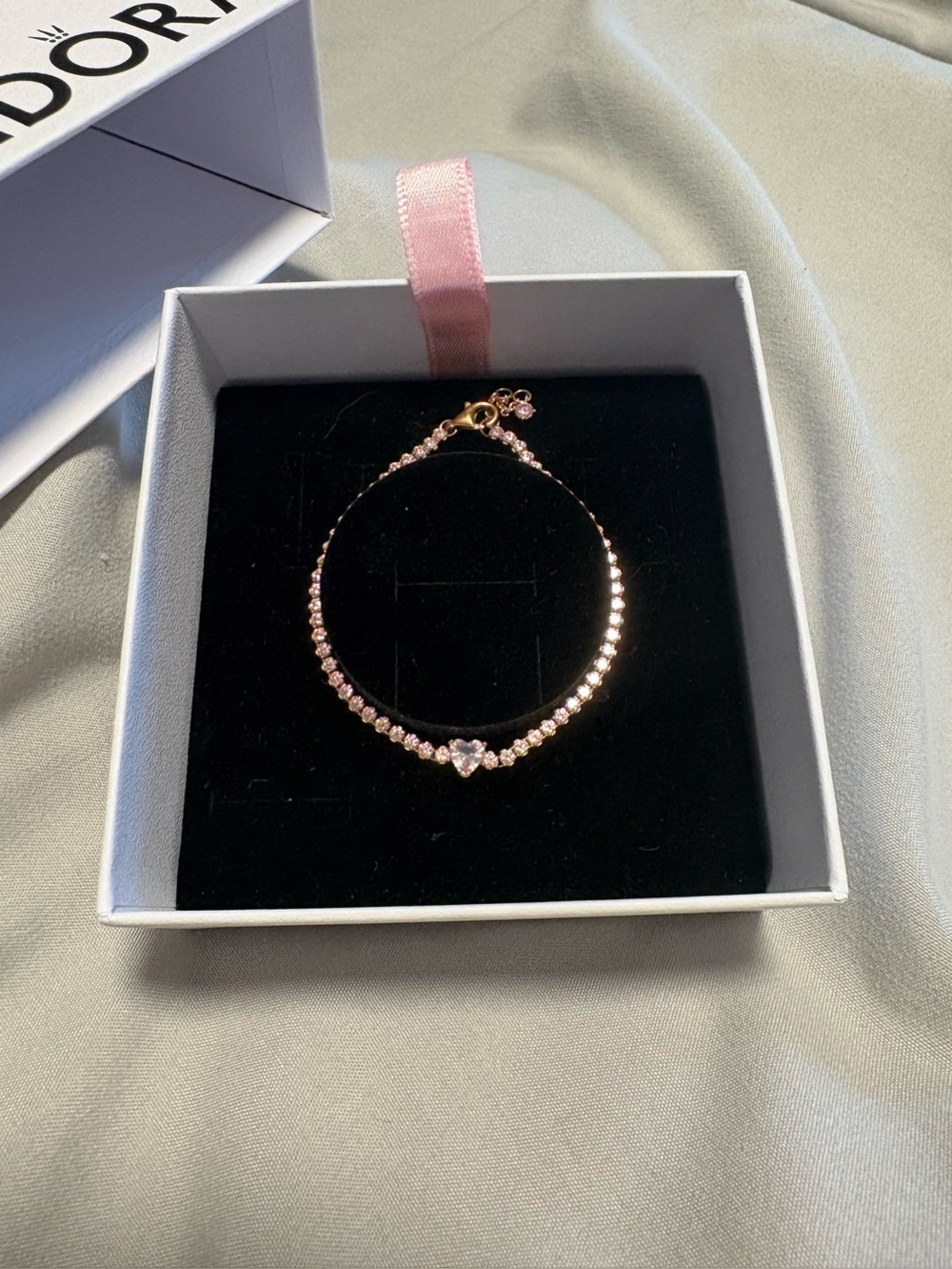 Pandora Rose Gold Heart tennis bracelet